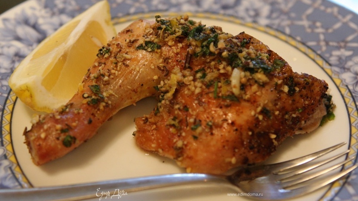 Пряный цыпленок с чесноком