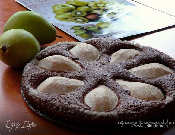 Шоколадно-ореховый пирог с грушей(без муки) 