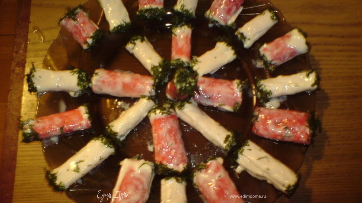 Закуска фаршированные крабовые палочки