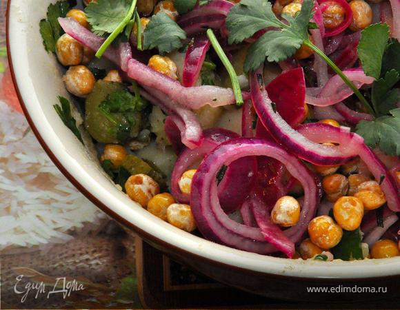 Теплый картофельный салат с нутом. (Постные дни) Теплый картофельный салат с нутом. (Постные дни)