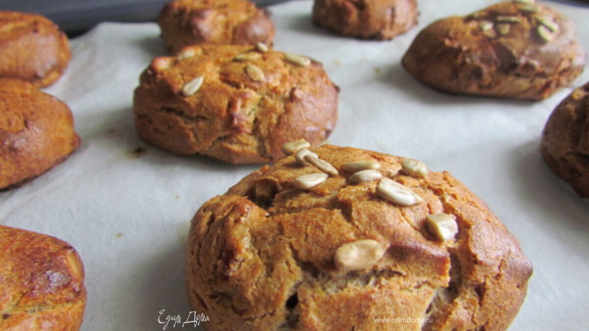 Булочки ржаные с курагой и семенами подсолнуха (заварные, без дрожжевые)