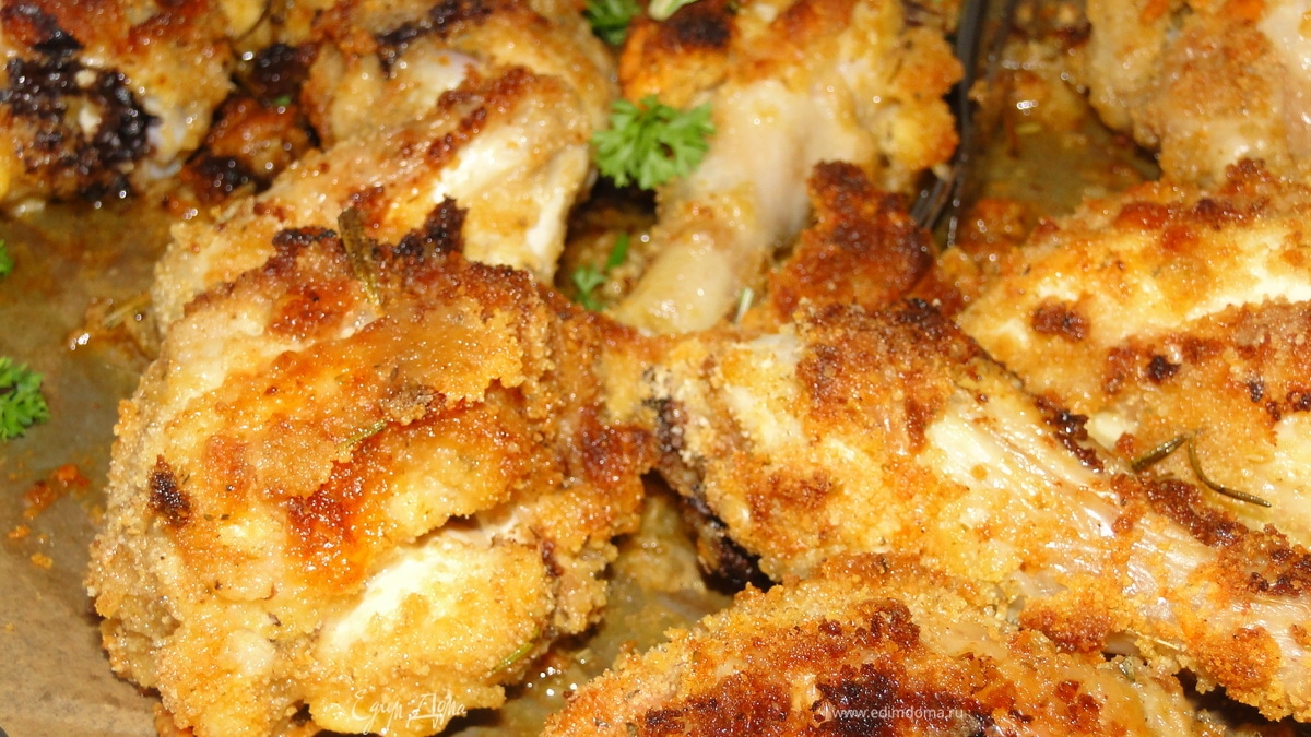 Курица в чесночно-розмариновой шубке