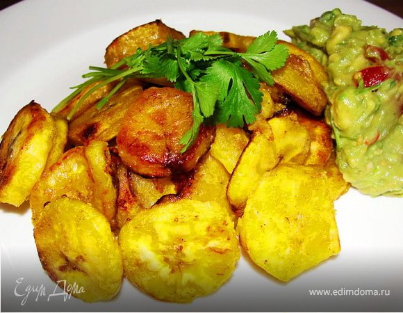Patacones con Guacomole - Жареные бананы с гуакомоле