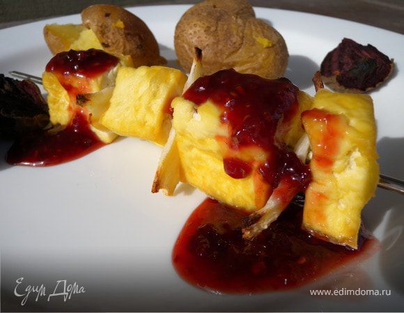 Тофу-гриль с острым малиновым соусом и овощами (100% поста)