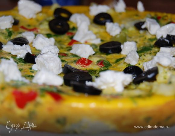 Фриттата с брокколи, цветной капустой и фетой. Фриттата с брокколи, цветной капустой и фетой.