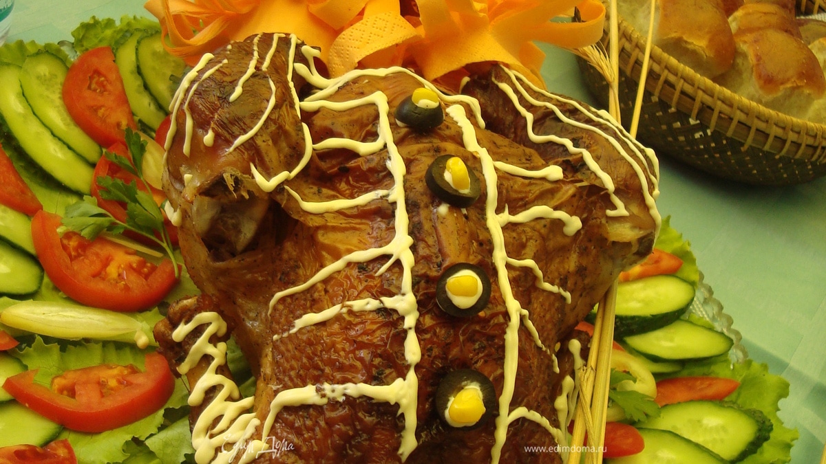 Запеченная курица в маринаде с горчицей и майонезом