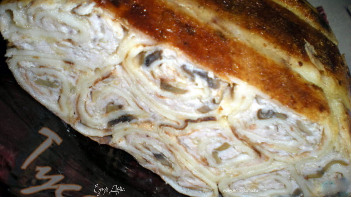 Курица фаршированная блинами