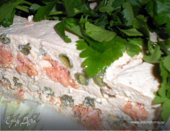 Пудинг из форели и лосося с соусом из шампанского.Tescoma.