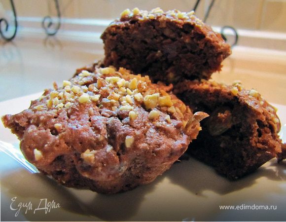 Шоколадные кексы с изюмом и ...яблоком