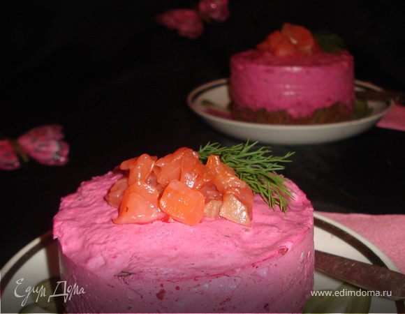 Свекольный чизкейк с форелью
