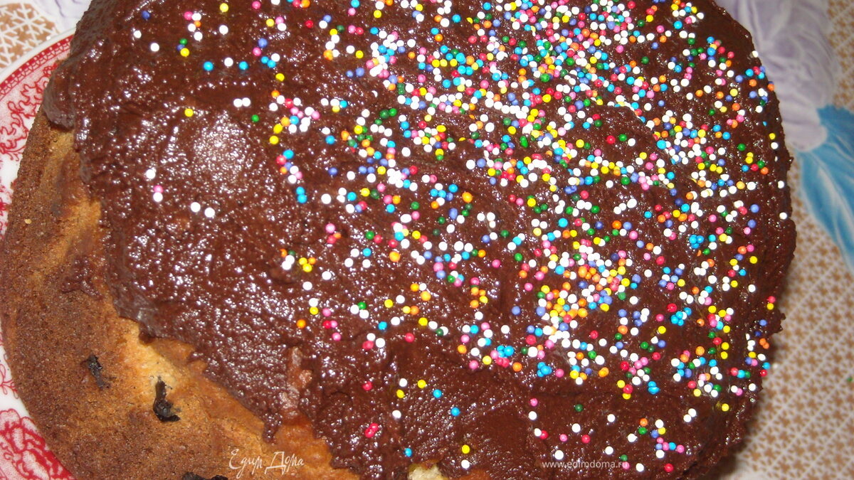 Творожный кулич с шоколадной глазурью