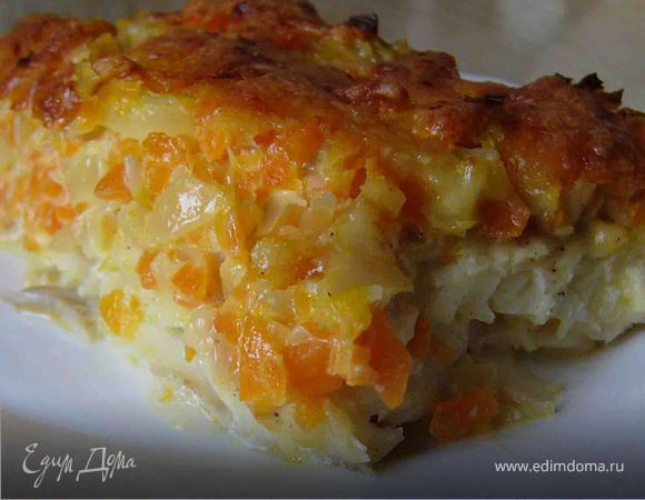 Треска, запеченная под овощами Треска, запеченная под овощами