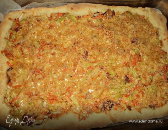 Пирог  с окороком и луком-пореем