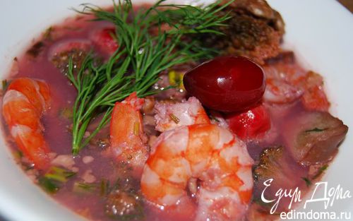 Рецепт Суп из кизила с орехами и морепродуктами