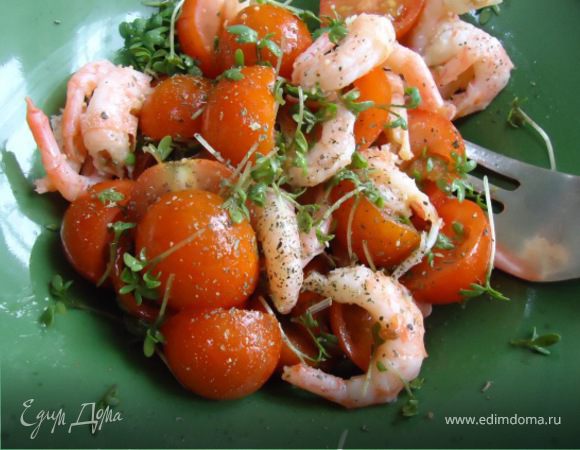 Салат с креветками на скорую руку