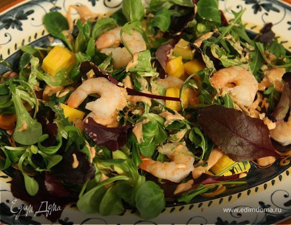 Салат с креветками, манго и авокадо Салат с креветками, манго и авокадо