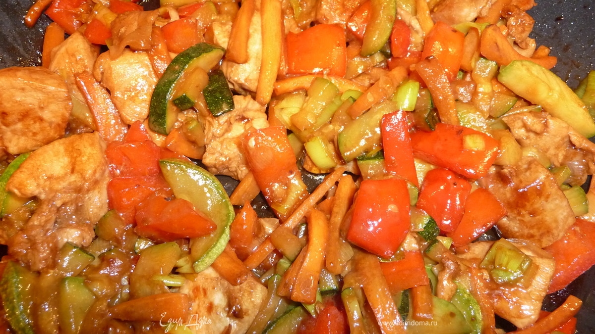 Курица терияки с овощами