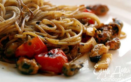 Рецепт Спагетти с морепродуктами и помидорами черри