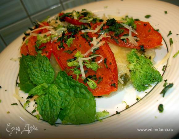 Печёный фенхель с курицей и томатами Печёный фенхель с курицей и томатами