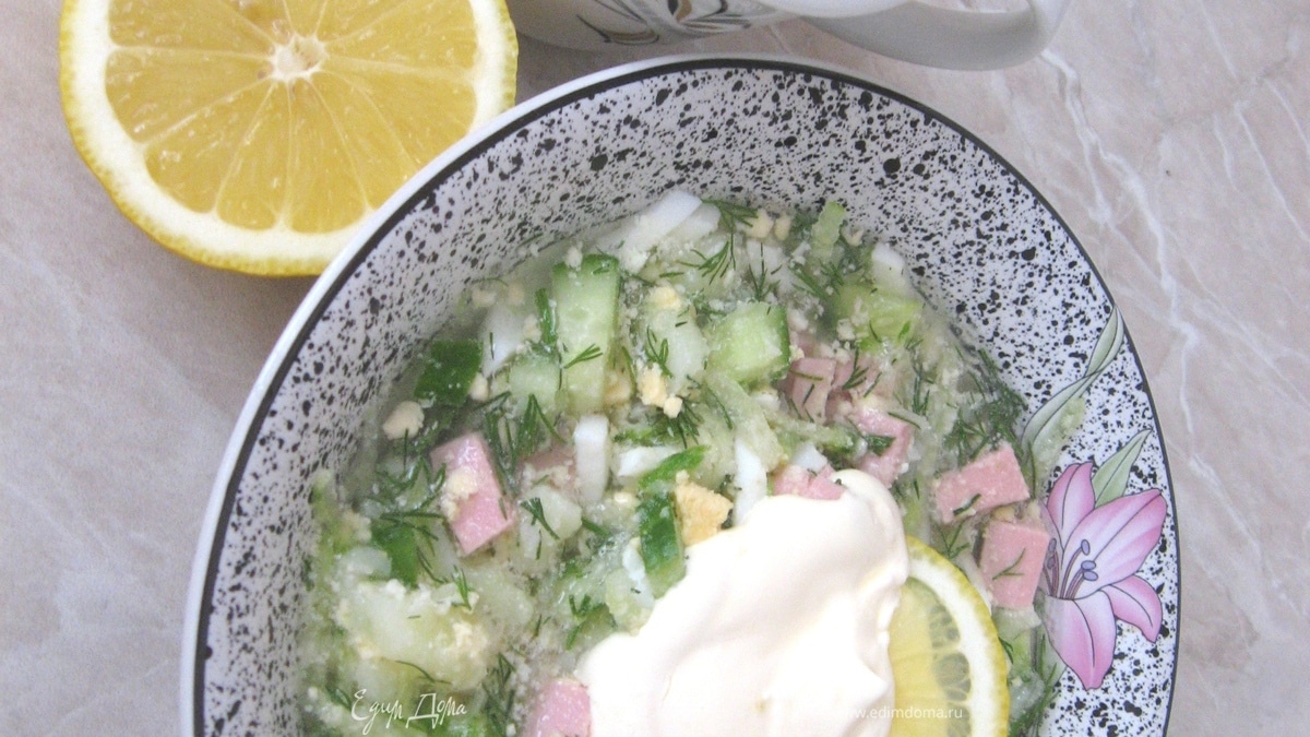 Окрошка на воде и сметане