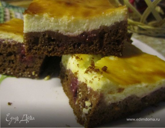 Творожно-малиновый брауни. Творожно-малиновый брауни.