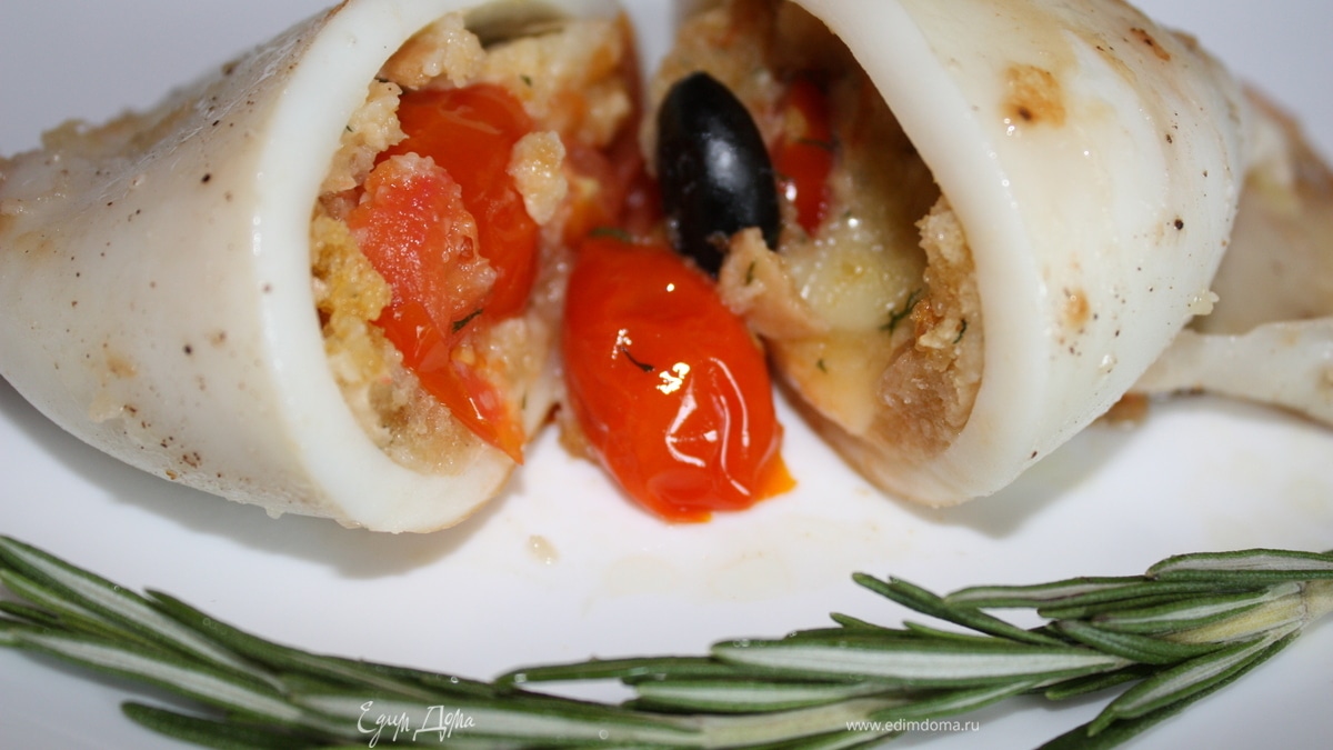 Жареные фаршированные кальмары