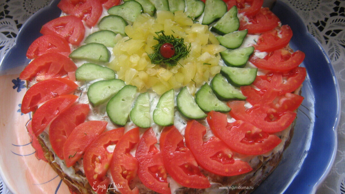 Закусочный кабачковый торт (мой вариант)