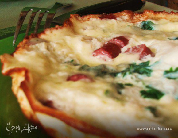 Омлет с охотничьими колбасками