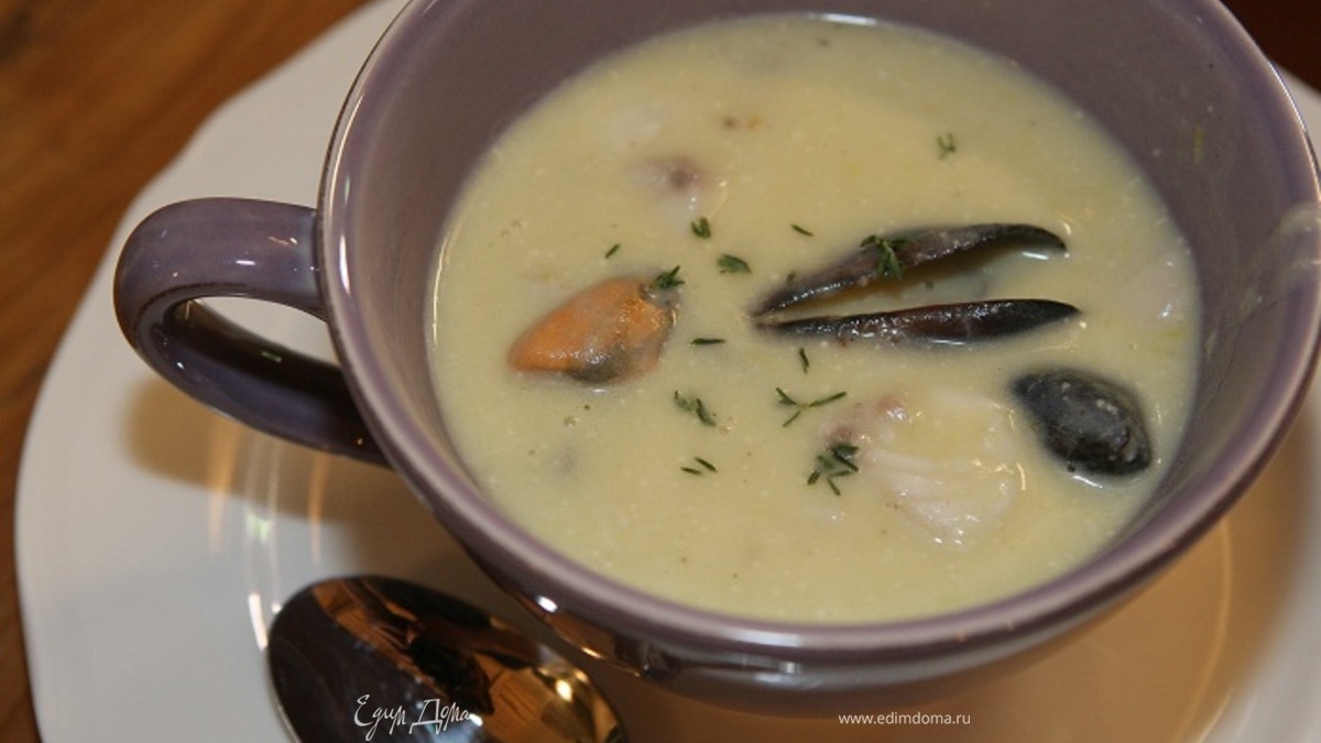 Суп из трески с мидиями