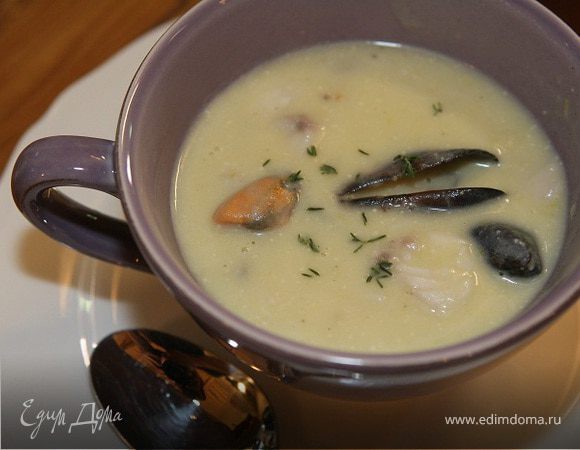 Суп из трески с мидиями