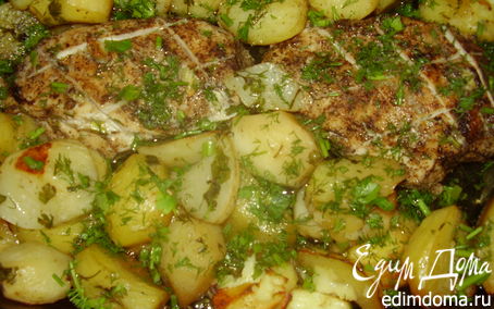 Рецепт Картошка с куриной грудкой ,зеленью и пряными травами.