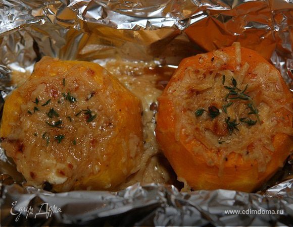 Запеченная тыква с грибами
