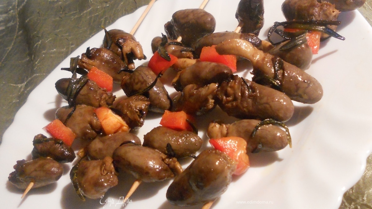 Шашлычки из куриных сердечек