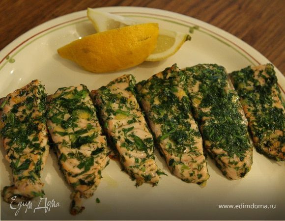 Семга, маринованная в зелени Семга, маринованная в зелени