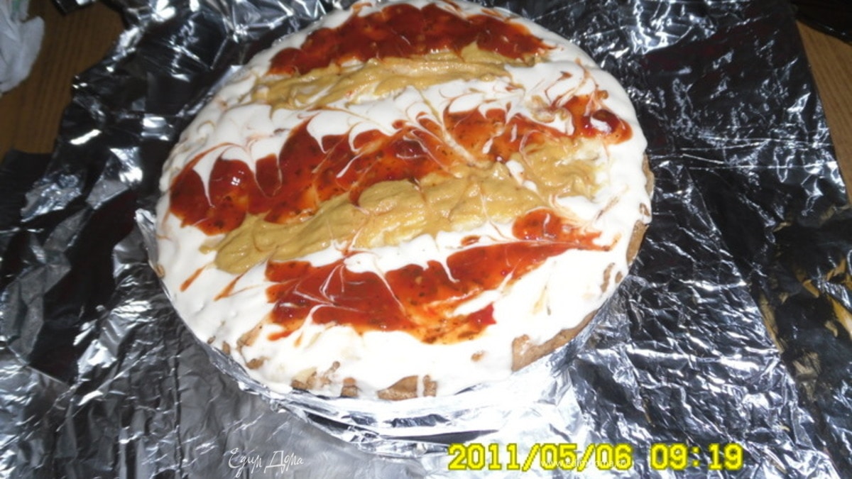 Закусочный тортик "Чесночный хлебушек"