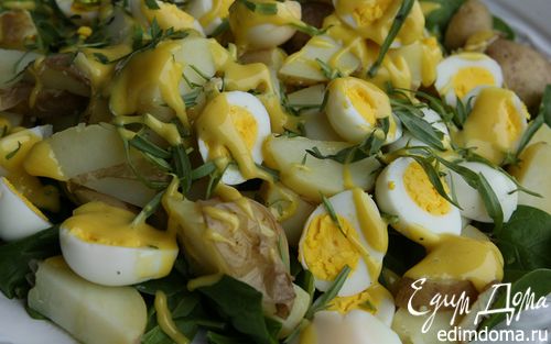Рецепт Салат из молодого картофеля с перепелиными яйцами