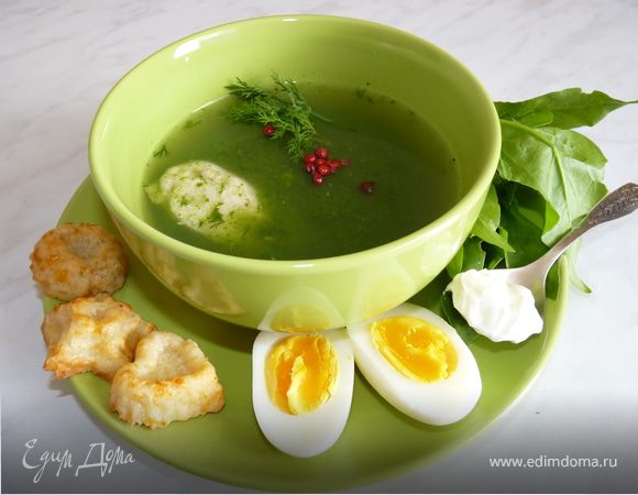 Суп со шпинатом и сырным печеньем Суп со шпинатом и сырным печеньем