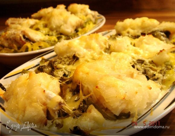 Камбала запечённая с тальятелле под молочным соусом Камбала запечённая с тальятелле под молочным соусом