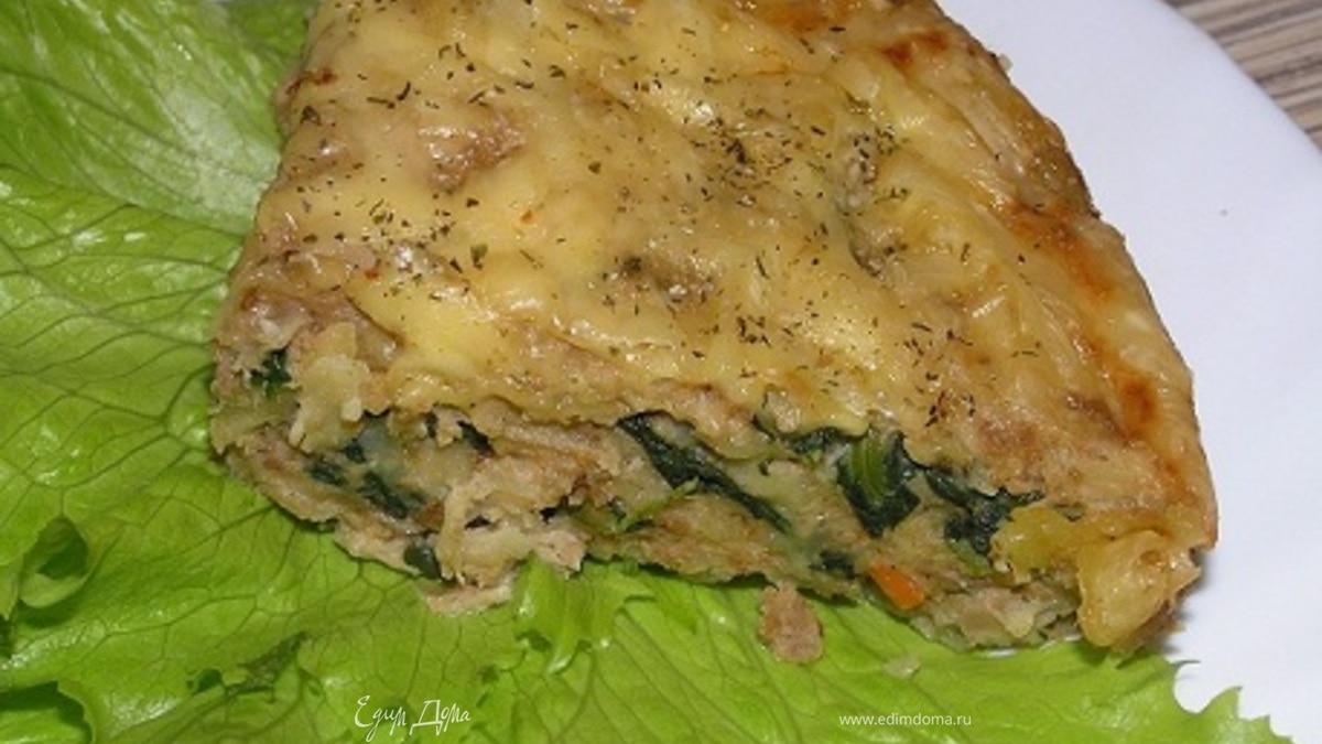 Мясная запеканка со шпинатом