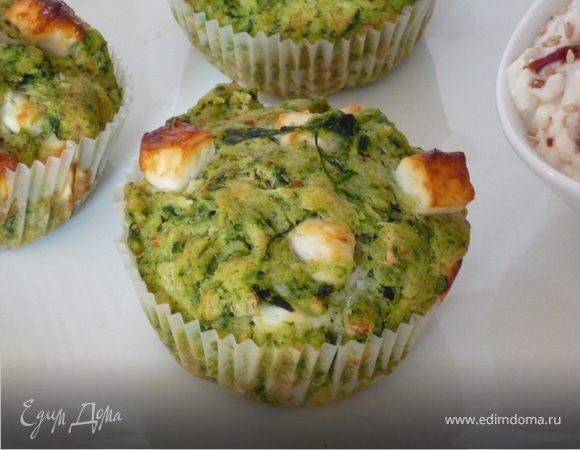 Маффины со шпинатом и фета с пикантым дипом