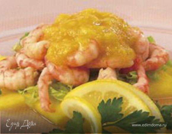 Креветки под фруктовым соусом