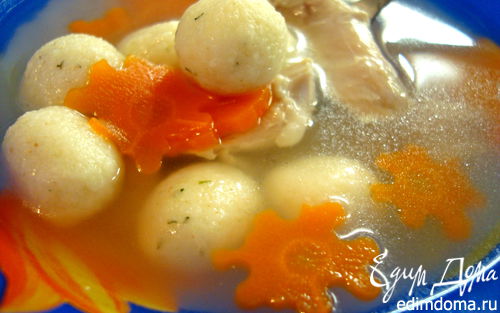Рецепт Суп с сырными клецками из манки. Детям.