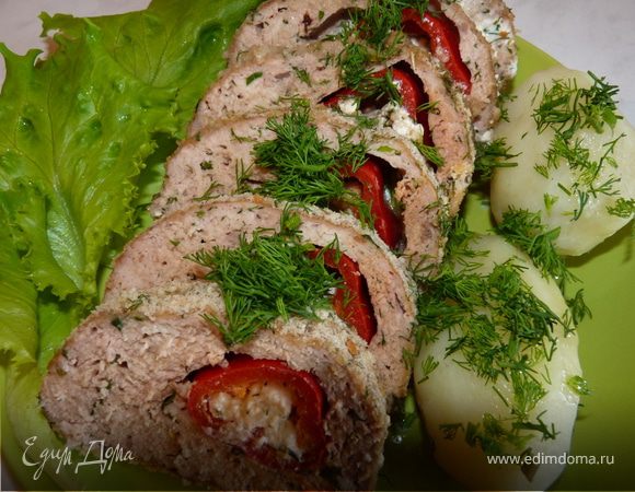 Мясной рулет с брынзой Мясной рулет с брынзой