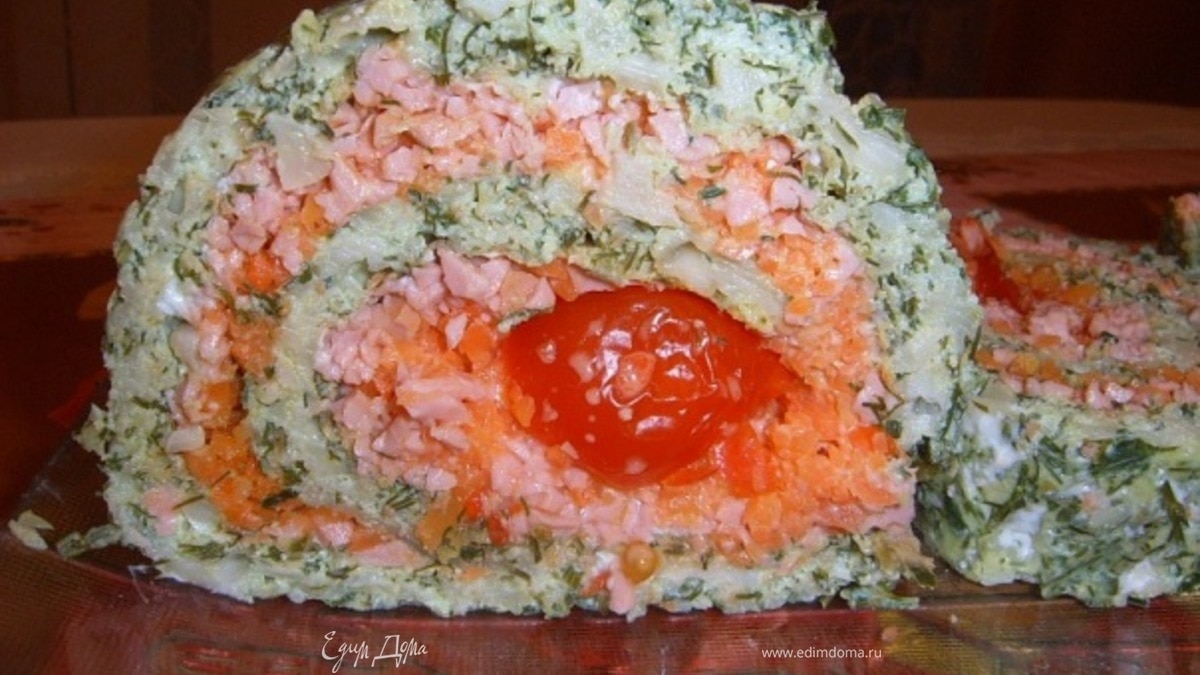 Ветчинно-сырный рулет "Улитка"