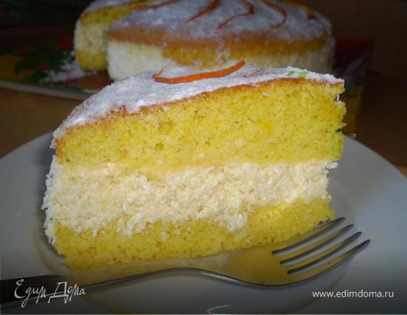 Легкий бисквит с апельсиново-творожным кремом Легкий бисквит с апельсиново-творожным кремом