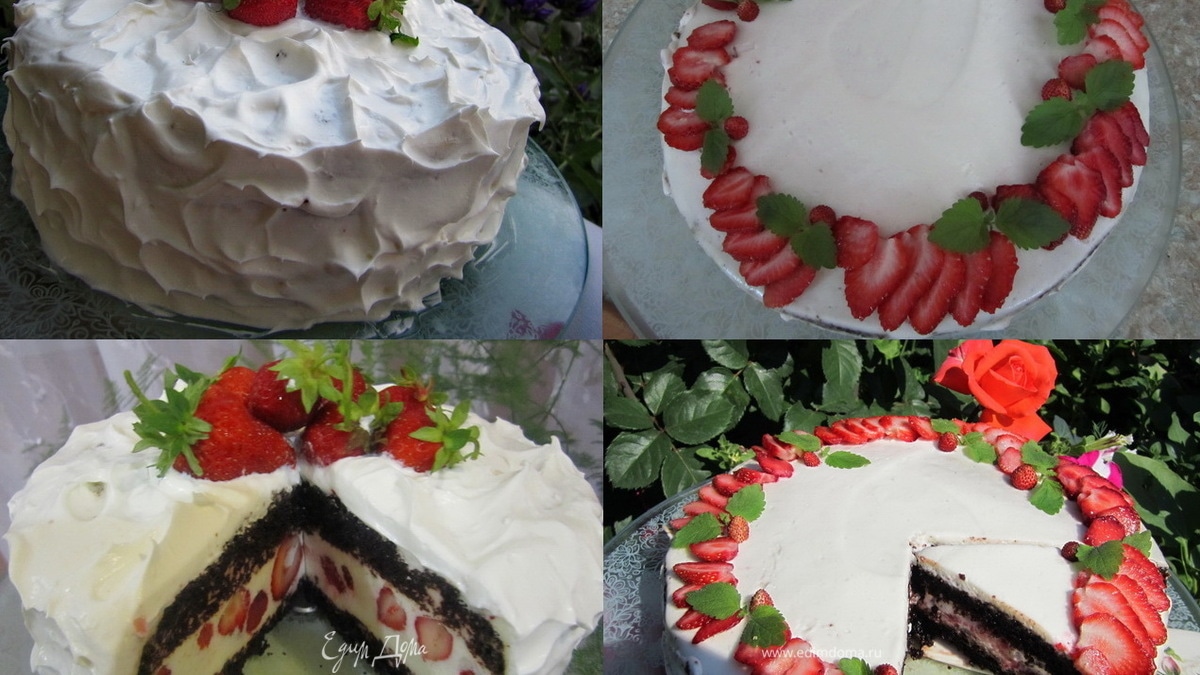 Два торта "Клубника под облаками" и "Клубника в сметане"