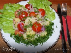 Салат из картофеля с помидорами по-деревенски