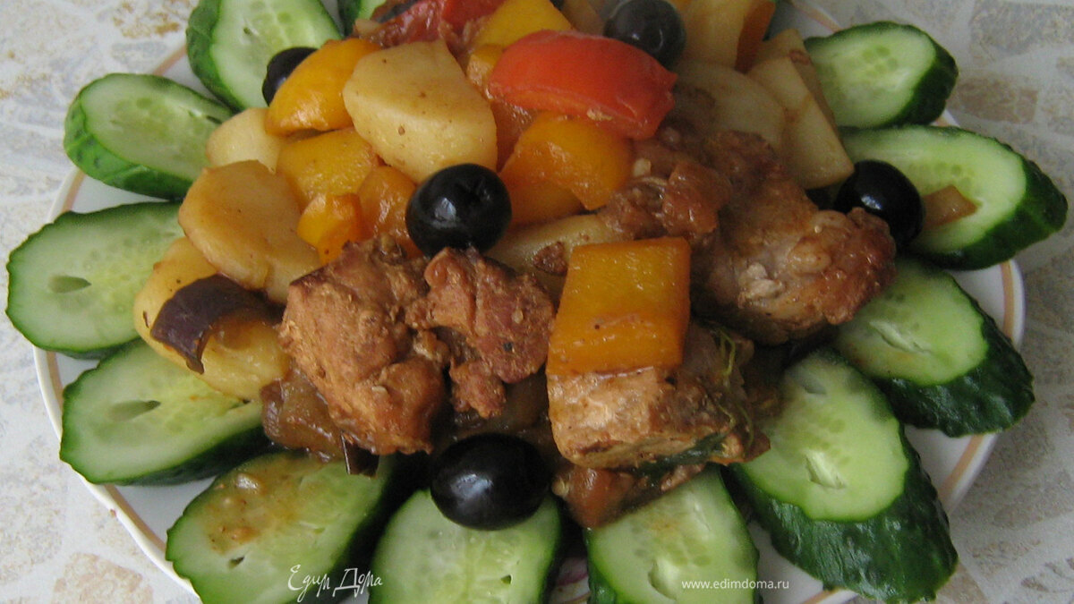 Жаркое из свинины и овощей-гриль