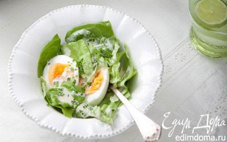 Рецепт Утренний салат с отварным яйцом и теплым соусом