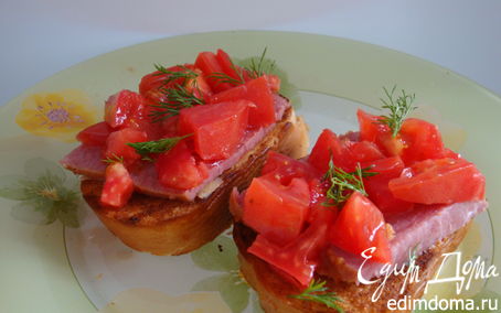 Рецепт Брускетта с ветчиной